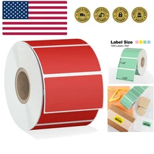 2.25x1.25 1000 Rectangular Red Direct Thermal Labels Roll Compatible with Zeb...