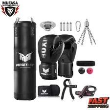 4ft Heavy Punching Bag Set with 12oz Gloves for Adults MMA Boxing Kickboxing