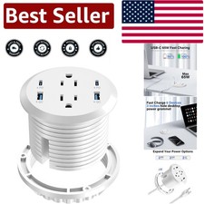 Modern Desktop Charger Grommet - 2 Outlets, 4 USB Ports for Efficient Charging