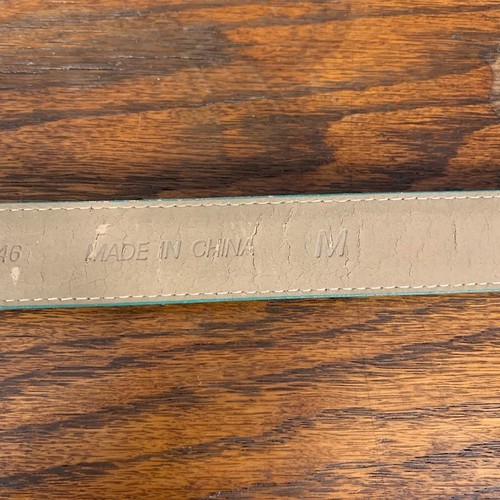 Cinturón vintage de piel de serpiente genuina verde azulado con hebilla dorada para mujer mediano - Imagen 10 de 11