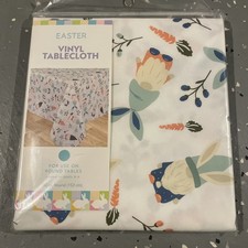 Easter Vinyl Tablecloth 60 inch Round Spring Gnome Party