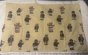 2 Vintage Ralph Lauren Bear Pattern Yellow Cotton Pillowcases 20 x 30