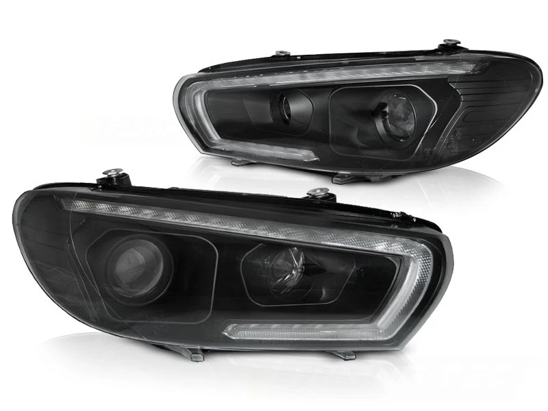 LPVWU3 FARI ANTERIORI DRL LED VW SCIROCCO 2008-2014 FRECCE DINAMICHE NERO Tuning - Immagine 3 di 4