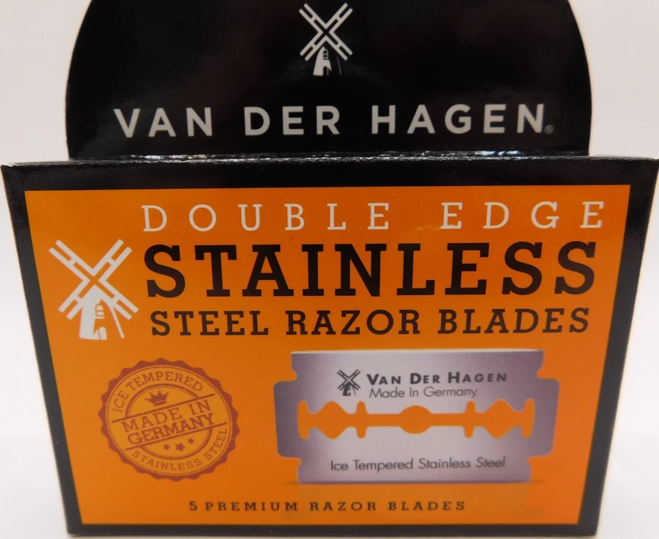 8 Pk Van Der Hagen Doble Borde Acero Inoxidable Maquinilla de Afeitar Recambios 5 Hojas Ea Nuevo Foto 3 de 4