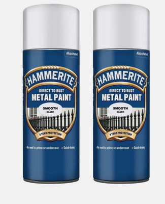 2 x Hammerite SILVER  400ml Direct To Rust Smooth Quick Drying Spray Paint