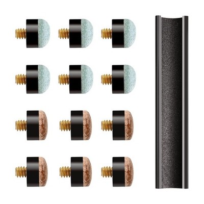 12 PCS Pool Stick Tips Replacement Kit,10Mm/12Mm/13Mm,Hard&Soft Screw on Pool