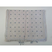 Vintage 1940s Lingerie Bag White Organdy and Blue Floral Embroidered Lace Trim