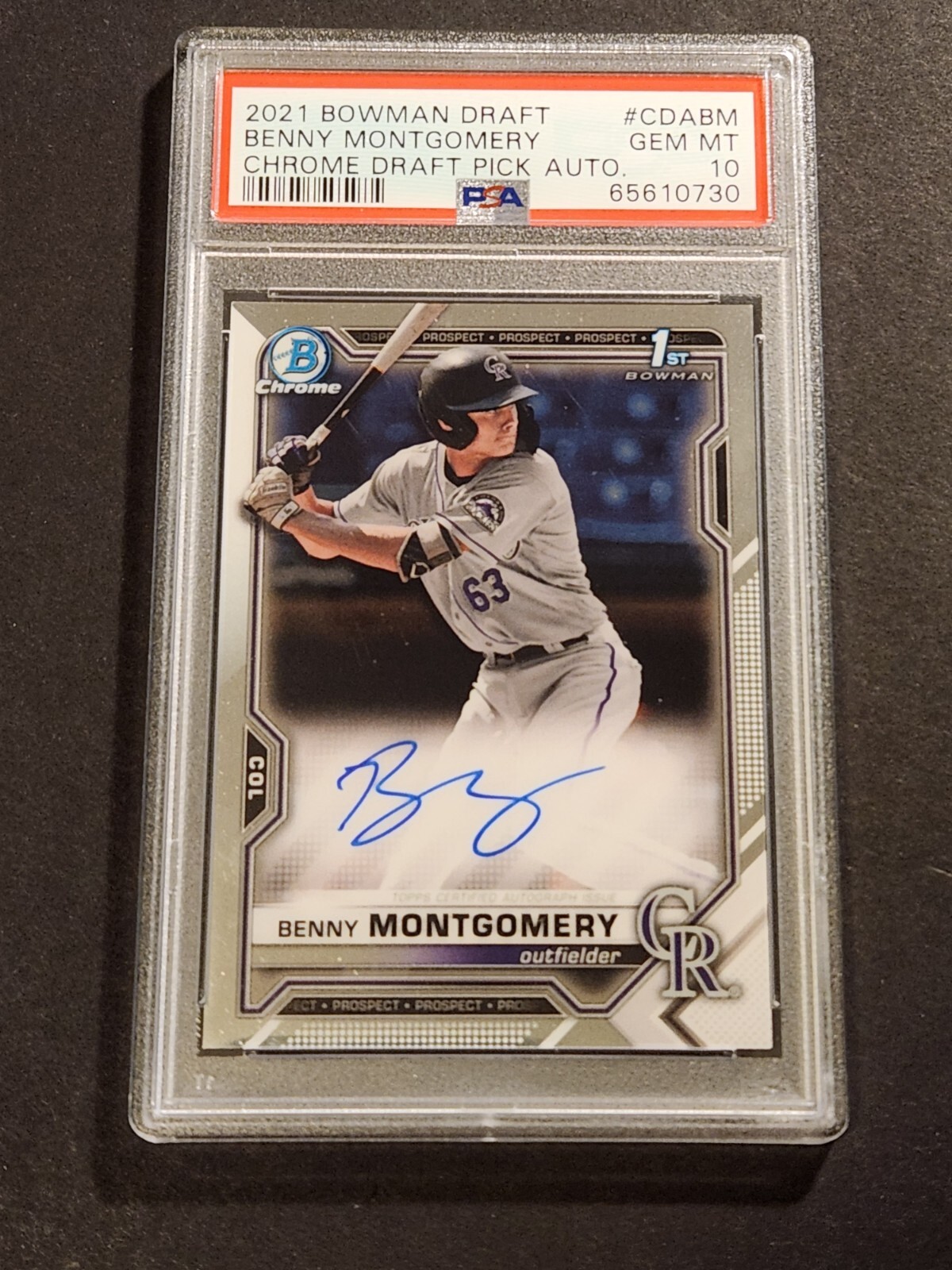 2021 Benny Montgomery 1st Bowman Chrome Draft Pick Auto PSA 10 RC ROOKIE