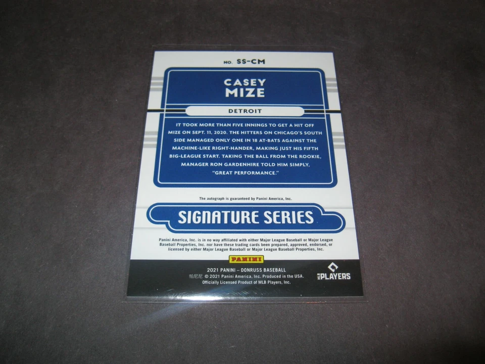 2021 Donruss Signature Series #1 Casey Mize - Image 2 of 2