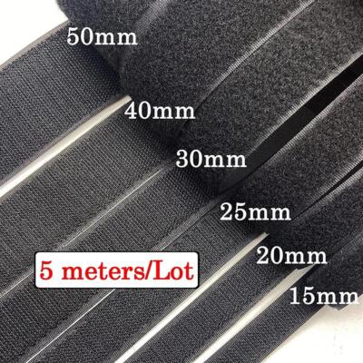 Hook And Loop Tape Non Adhesive 5 Meter Nylon Black Fabric Sew On Fastener