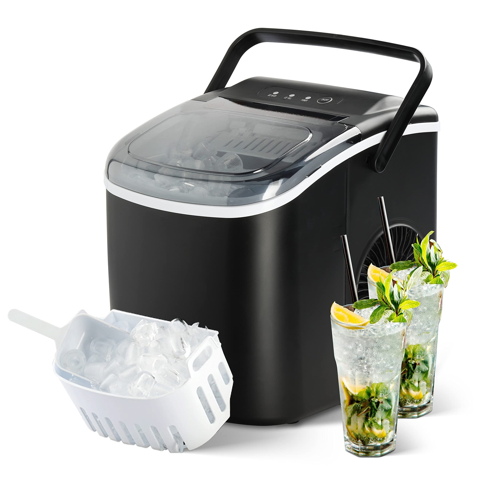 YSSOA Portable Ice Maker for Countertop, 9 Ice Cubes Ready in 6 Mins, 26lbs Ice/-image