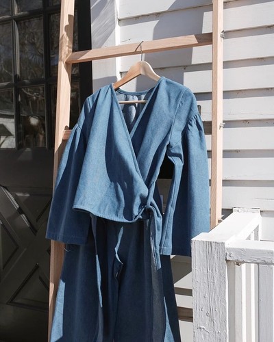 Winsome Goods Denim Wrap Top Claudius Top Medium