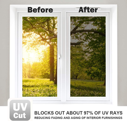 Window Film One Way Mirror Film Daytime Privacy Static Non-Adhesive Decorative H - Picture 5 of 23