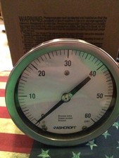 ASHCROFT DURALIFE 0-60PSI PRESSURE GAUGE Bronze Tube Brass Socket Brazed.