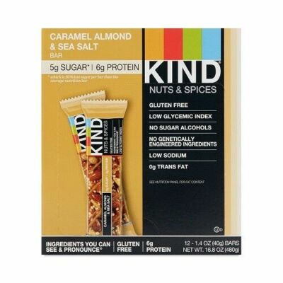 KIND Low Sugar Caramel Almond and Sea Salt 14Oz Bar   - 12 Pieces