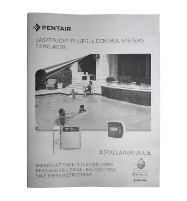 Pentair 412254 Installation Guide for Pentair EasyTouch PL4/PSL4