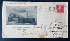 Michigan Detroit ad 1907 Central Boiler Work 2c to Canal Zone