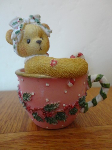 Lot of 4 Cherished Teddies HAVE A CUP FULL OF LOVE PEACE JOY w/ Plates + Holly - Picture 10 of 12