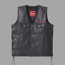 Handmade Western Indian Motorcycle Men's Leather Vest  Distressed Cowboy Vest 