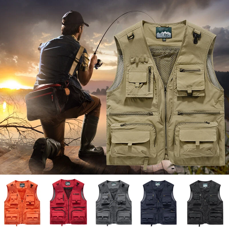 Summer Mens Fishing Vest Thin Photography Tactical Outdoor Sleeveless  Jacket 6XL