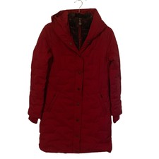 Desigual Womens Coat Size Xs Red Padded Berkely Designer Hooded Snap Button Nwt