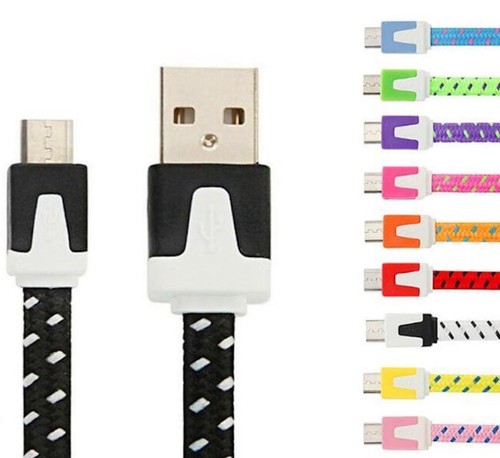 NTJ 10FT LONG Flat Braided Fabric Charger Cable charging for MICRO USB data sync - Picture 5 of 22