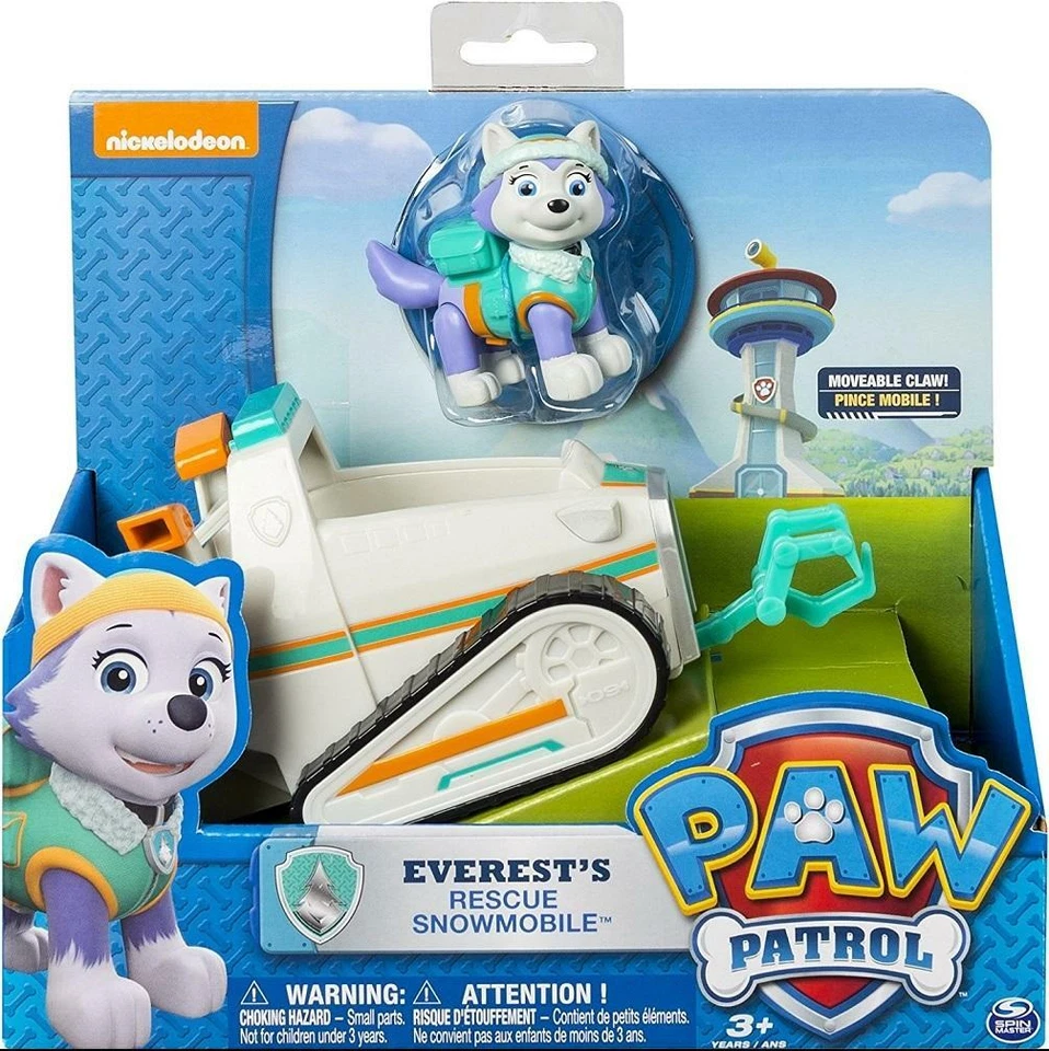 PAW PATROL EVEREST RESCUE SNOWMOBILE ACTION FIGURE VEHICLE PUP FIGURINES KID TOY