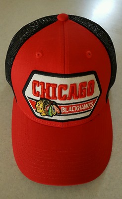 Chicago Blackhawks ADULT Adjustable Trucker Hat OSFM Snapback BRIM CAP Hockey