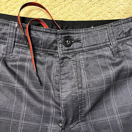 ONEILL Mens Shorts 30 Black Plaid Hybrid Boardshorts Swim Trunks Beach Outdoor - Picture 2 of 8
