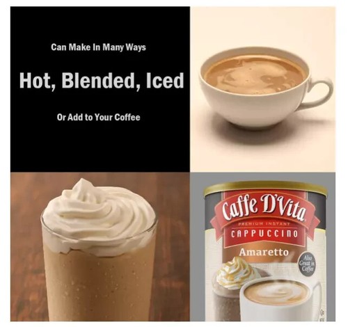 Caffe D'Vita Amaretto Cappuccino 1 lb. can (16 oz.) Free Shipping - Picture 2 of 4