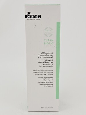 Dr Brandt Clean Biotic Ph Balanced Yogurt Cleanser Chlorophyll Face Wash 3.5 oz