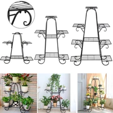 Metal Plant Stand Garden Patio Flower Rack Outdoor Indoor 3-Size Wrought Iron US