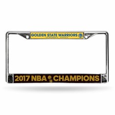 Golden State Warriors NBA Champions Chrome Metal License Plate Cover Frame 2017