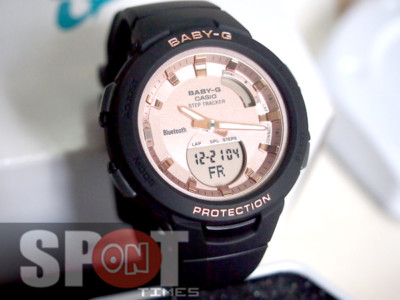 Casio Baby-G G-Squad Pink Gold Face Ladies Watch BSA-B100MF-1