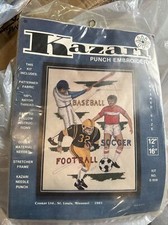Vintage Kazari Sports Punch Embroidery Kit #E- 1019. Size 12x16 Finished. 1981.