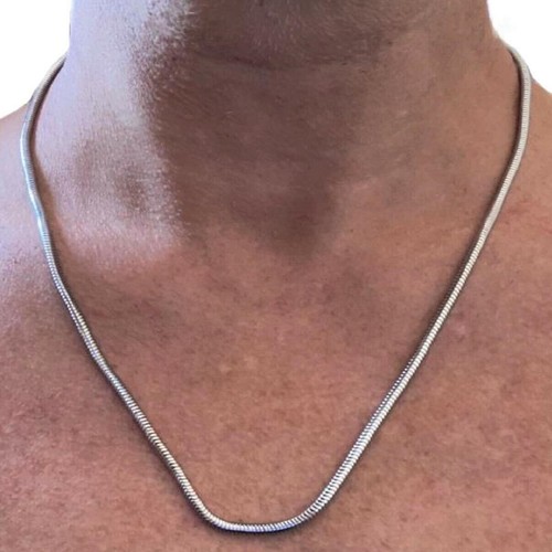 Inox collana in acciaio da uomo catena snake argento catenina girocollo di 60 cm - Foto 8 di 8