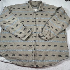 True Grit Shirt Mens 2XL Gray Mesa Bear Long Sleeve Aztec Made in USA