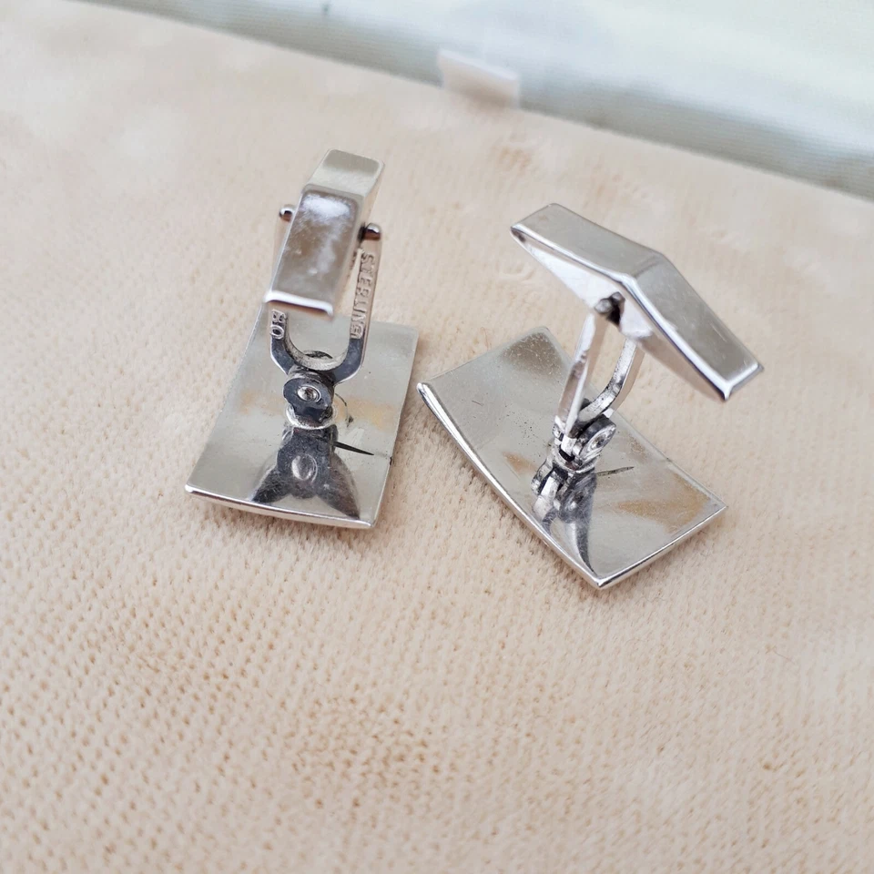 Gemelos Smibo vintage de plata de ley de Smith and Bond. Esmoquin para hombre... Foto 3 de 4