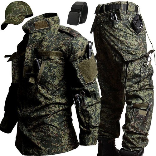 2pc Camo Jacket Military Uniform Hunting Set Outfit Coat Top Pants Security Army - Picture 30 of 31