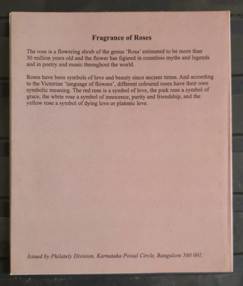163.INDIA 2007 FOLLETO DE SELLOS FRAGANCIA DE ROSAS. Foto 2 de 2