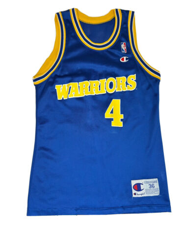 Champion Men's Chris Webber Golden State Warriors NBA Jersey 36 Vintage Blue - Picture 1 of 2