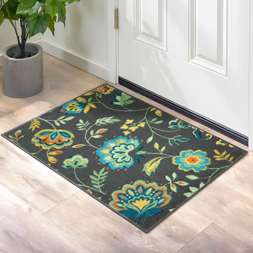 Modern Floral Area Rug 2x3 Kitchen Rugs Non Slip Washable Vintage Throw