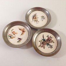 MID CENTURY Untersetzer Tellerchen 9,2 cm cm 50er Vintage Zinn Keramik