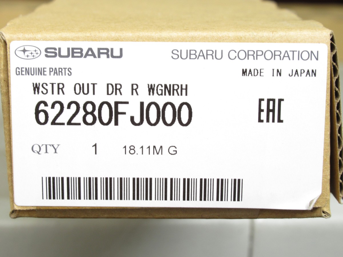 Genuine Subaru 62280FJ000 Passenger Rear Window Sweep Weatherstrip