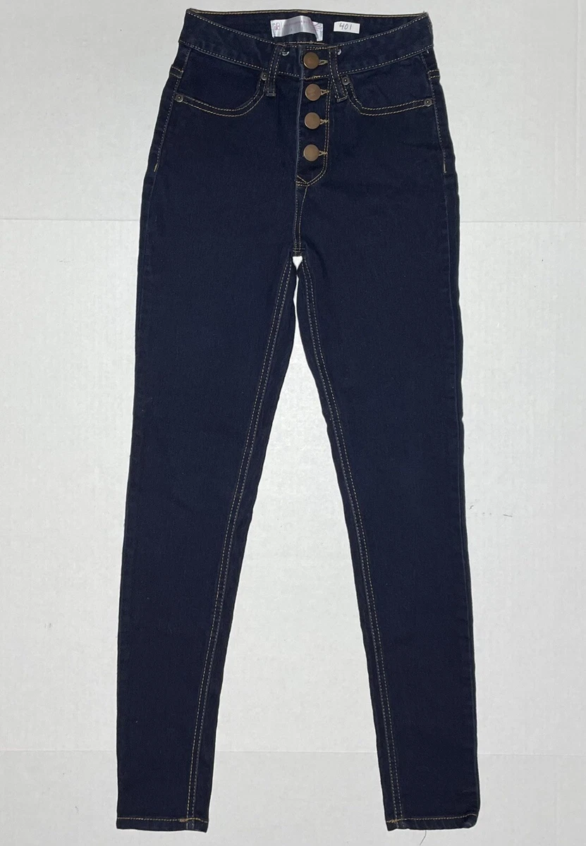 No Boundaries Mid Rise Button Fly Skinny Jeans Size 3 (22”waist)