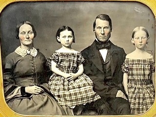 1/2 Plate Tinted Ambrotype Attractive Young Family Full Leatherette Case