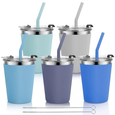 Kids Cups with Straws and Lids, 5 Pack 12oz Spill Proof Toddlers Straw Cup wi...