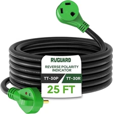 RVGUARD 30 Amp 25 Foot RV Extension Cord with Reverse Polarity 25 