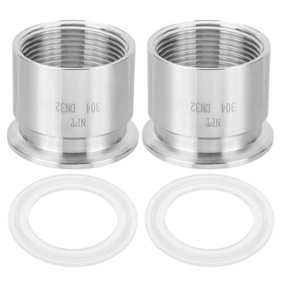 2set Sanitary Female Threaded Pipe Fitting 1-1/4'' NPT Fit 1.5'' Clamp with Gasket