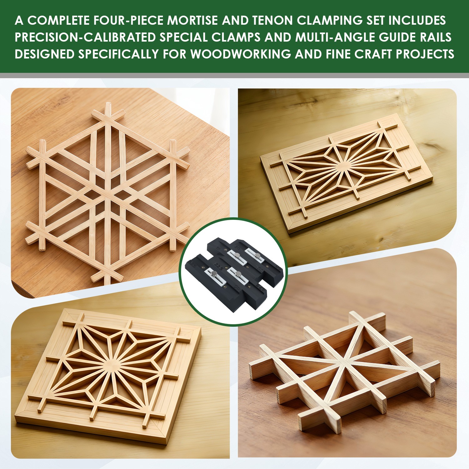 4-Pc Kumiko Joinery Jigs,for Multi Position Angle Guide Rails Kumiko Woodworking